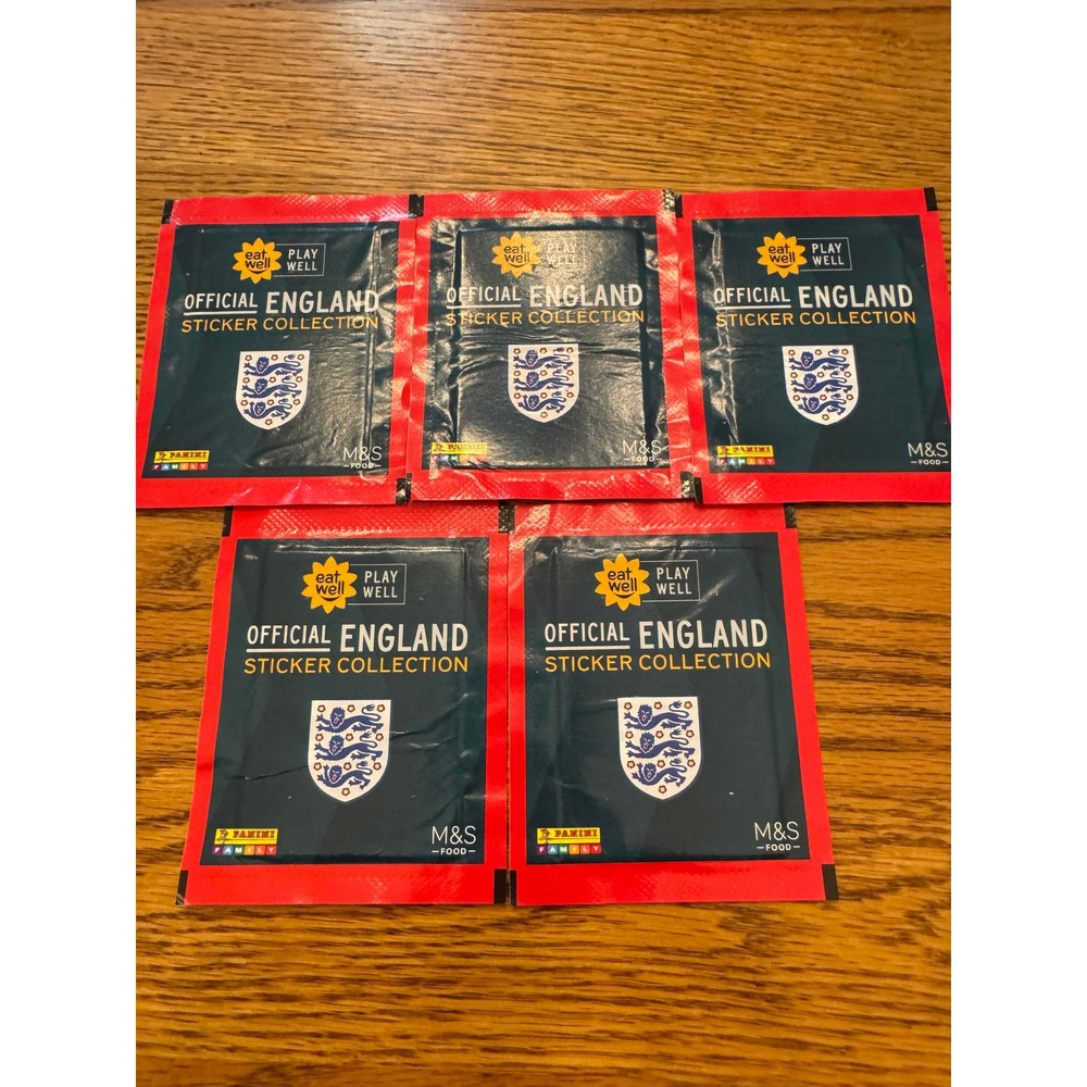 5 Panini Official England Sticker Collection Packs M&S Eat Well Play Well Sealed